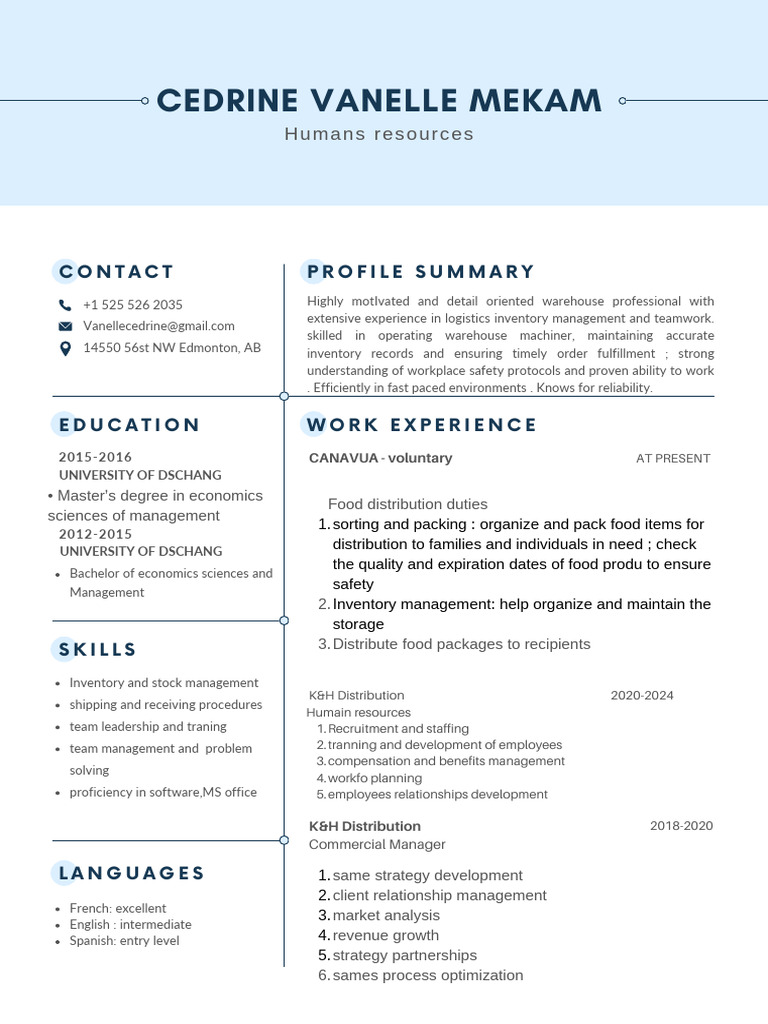 Blue Simple Professional CV Resume PDF | PDF | Warehouse | Inventory