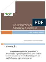 AULA Modificações Gerais Do Organismo Materno