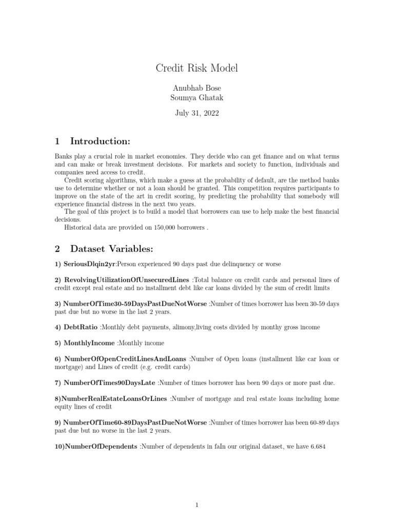 Credit Risk Prediction Models | PDF | Receiver Operating Characteristic ...