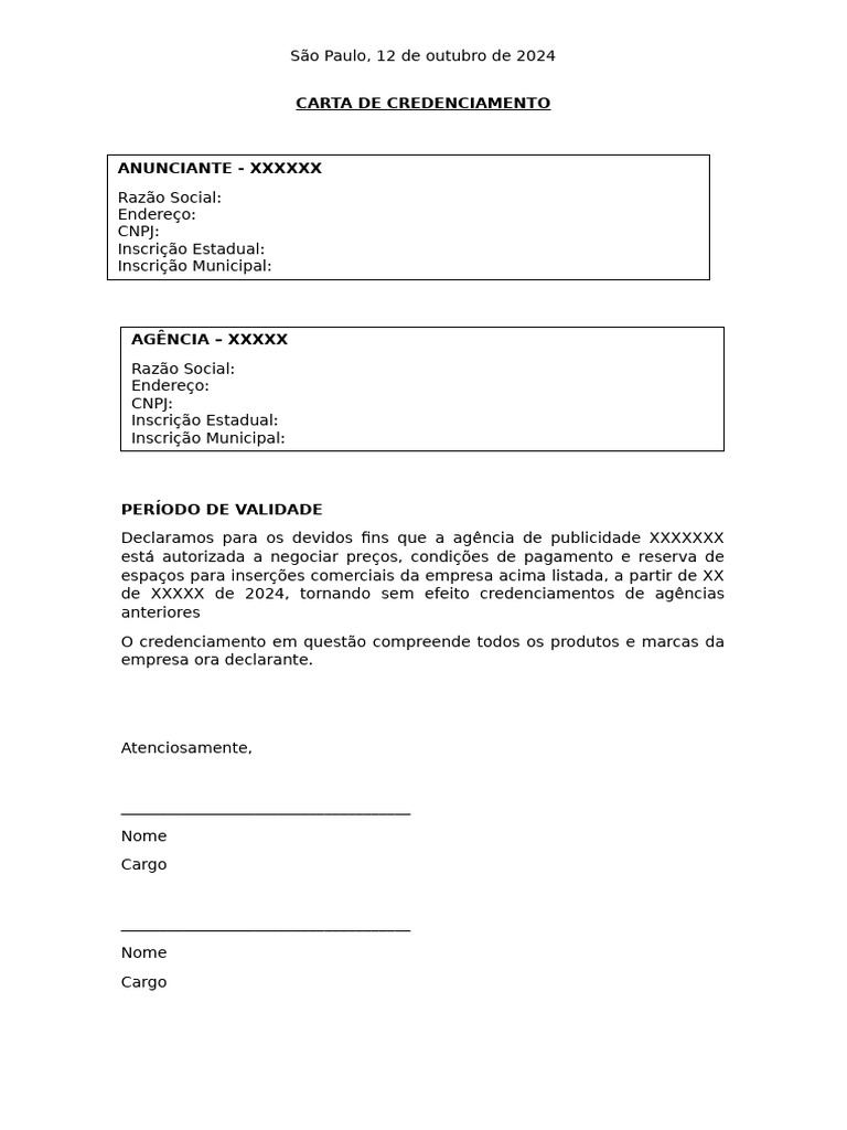 Credenciamento de Agência Publicitária 2024 | PDF