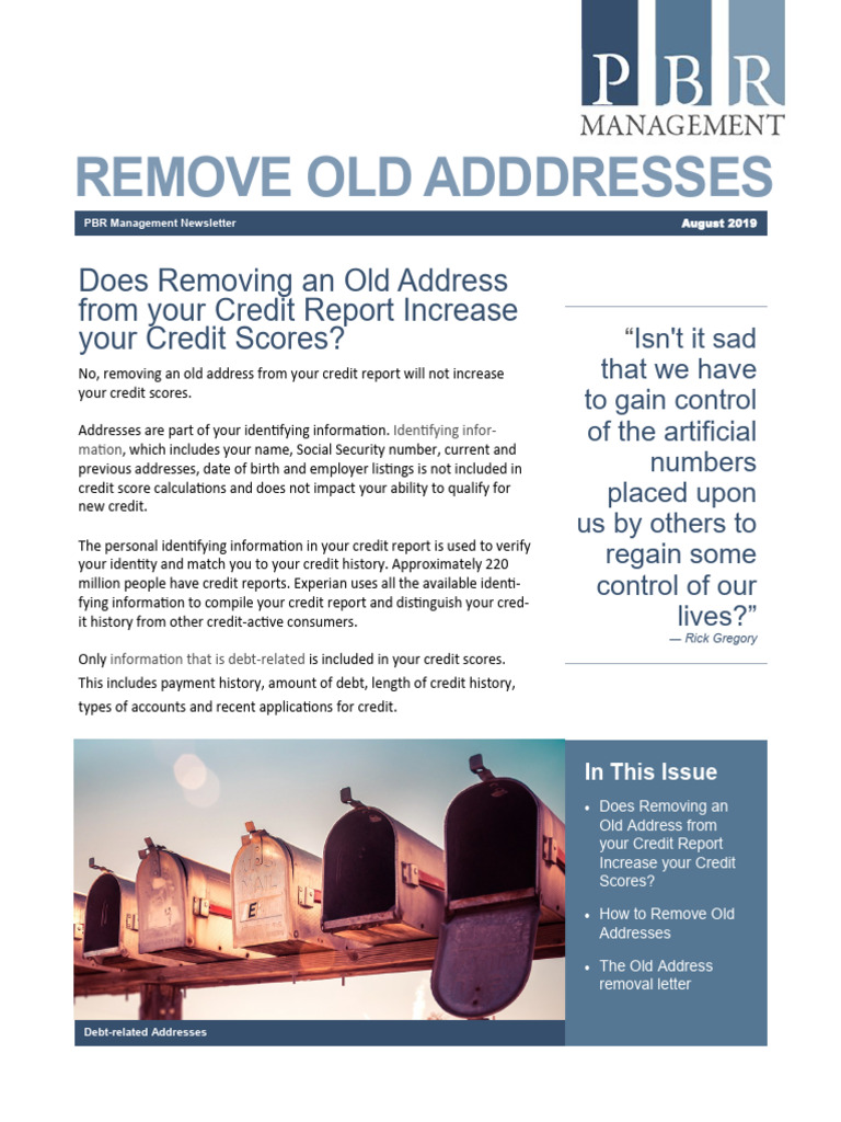 Remove Old Address | PDF | Credit History | Credit Score