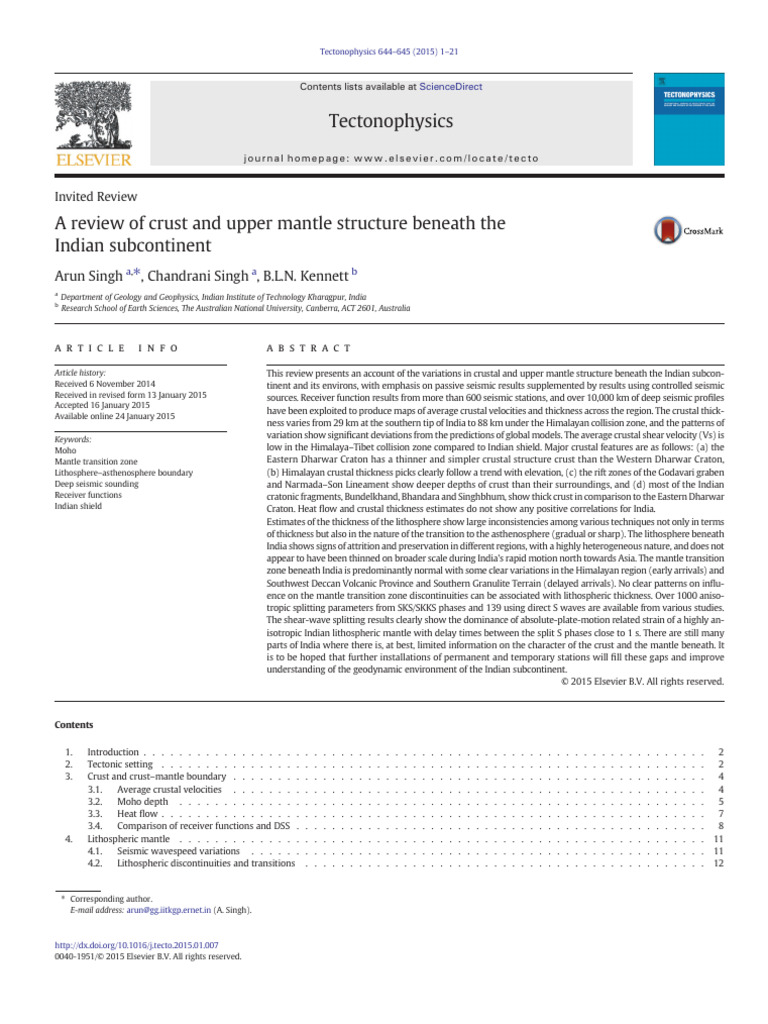 A Review of Crust and Upper Mantle Structure Beneath The | PDF ...