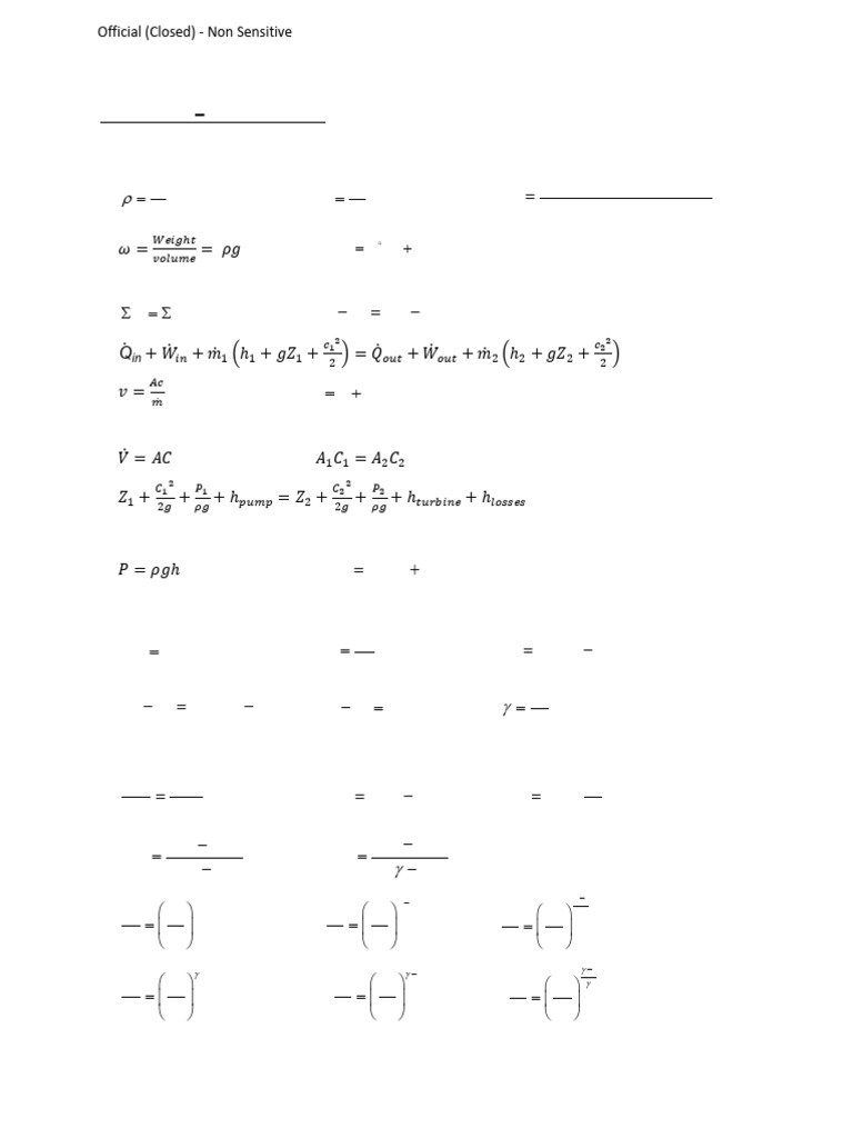 Thermofluid Formula Sheet Guide | PDF | Gases | Metrology