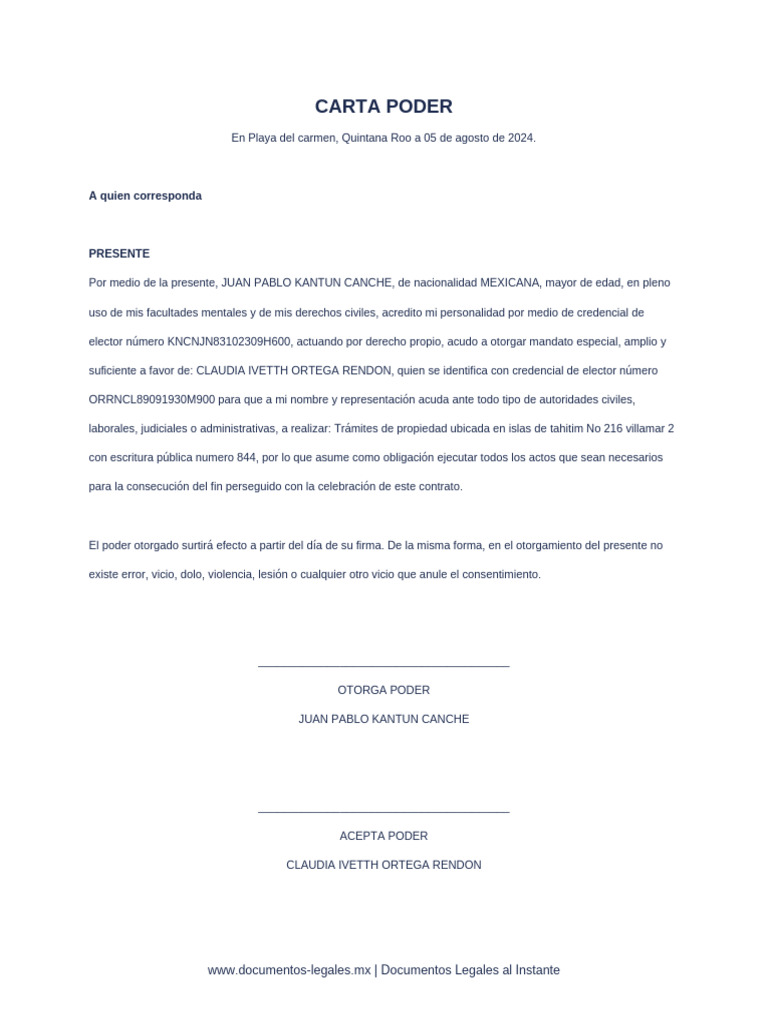 Carta Poder para Trámites Legales | PDF