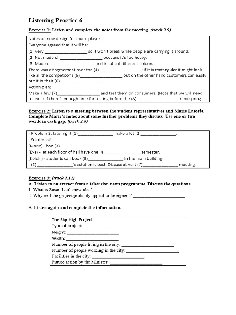 Listening Practice and Exercises | PDF