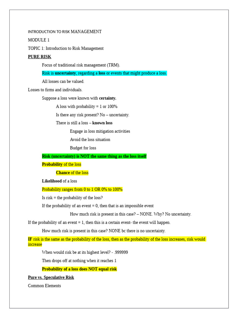Introduction To Risk Management 2 | PDF | Risk | Variance