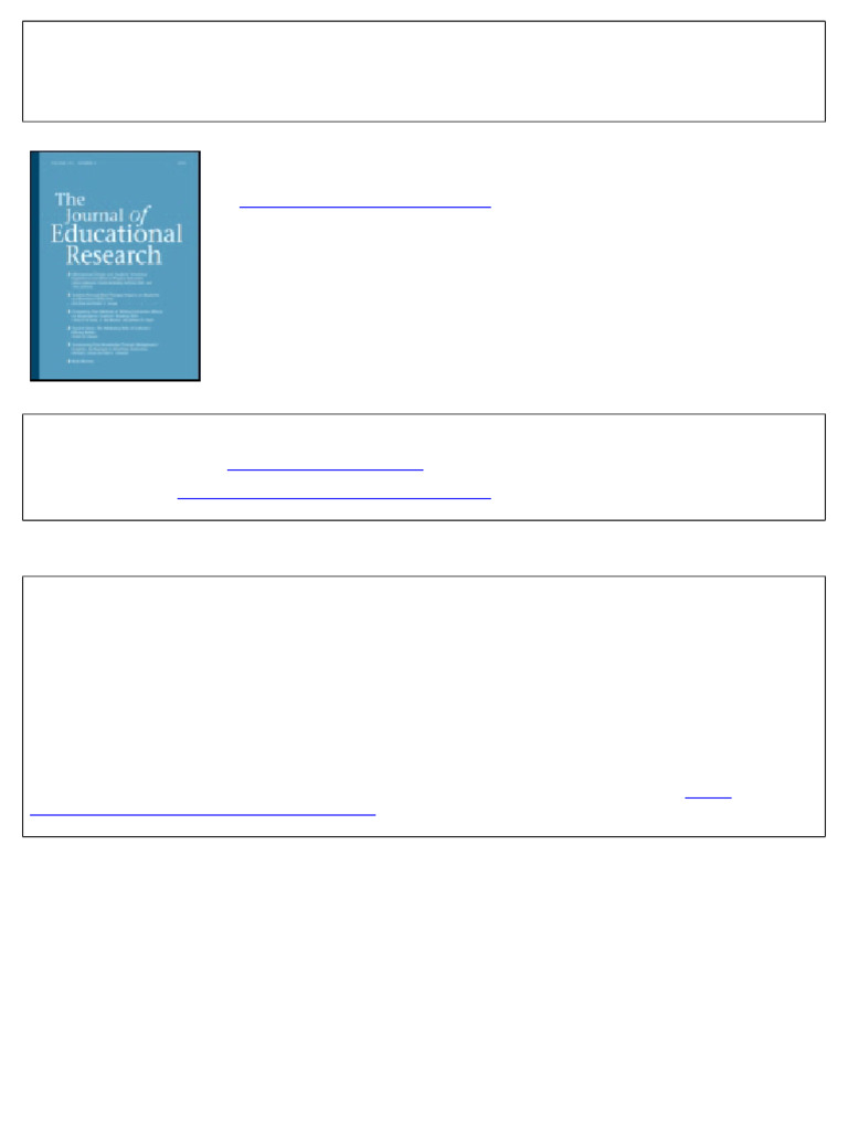 The Journal of Educational Research | PDF | Self Efficacy | Cognitive ...