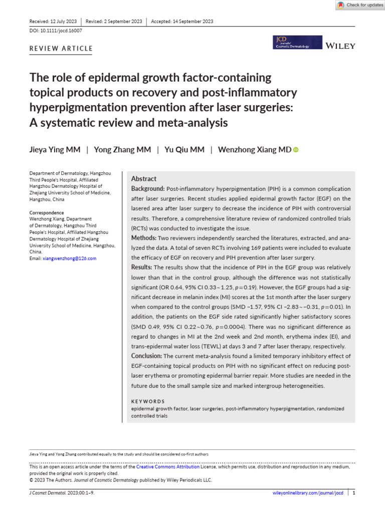 2023 The role of epidermal growth factor‐containing topical products on ...