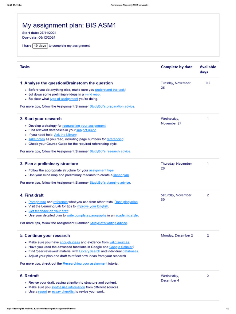 Assignment Planner _ RMIT University | PDF | Human Communication