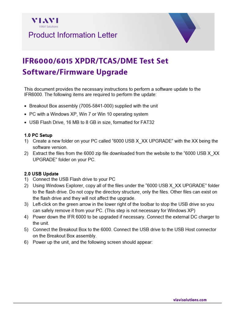 IFR6000/6015 Software Upgrade Guide | PDF | Usb Flash Drive | Usb