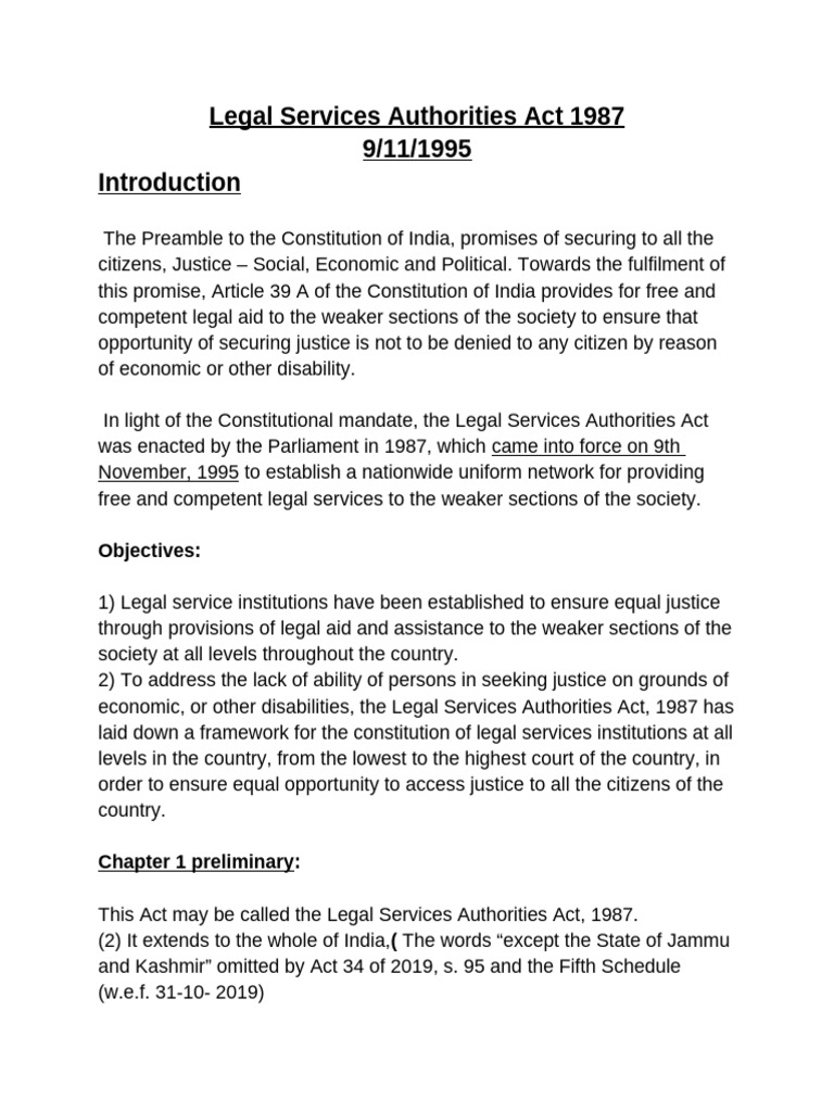Legal Services Authorities Act 1987 | PDF | United States Federal Judge ...