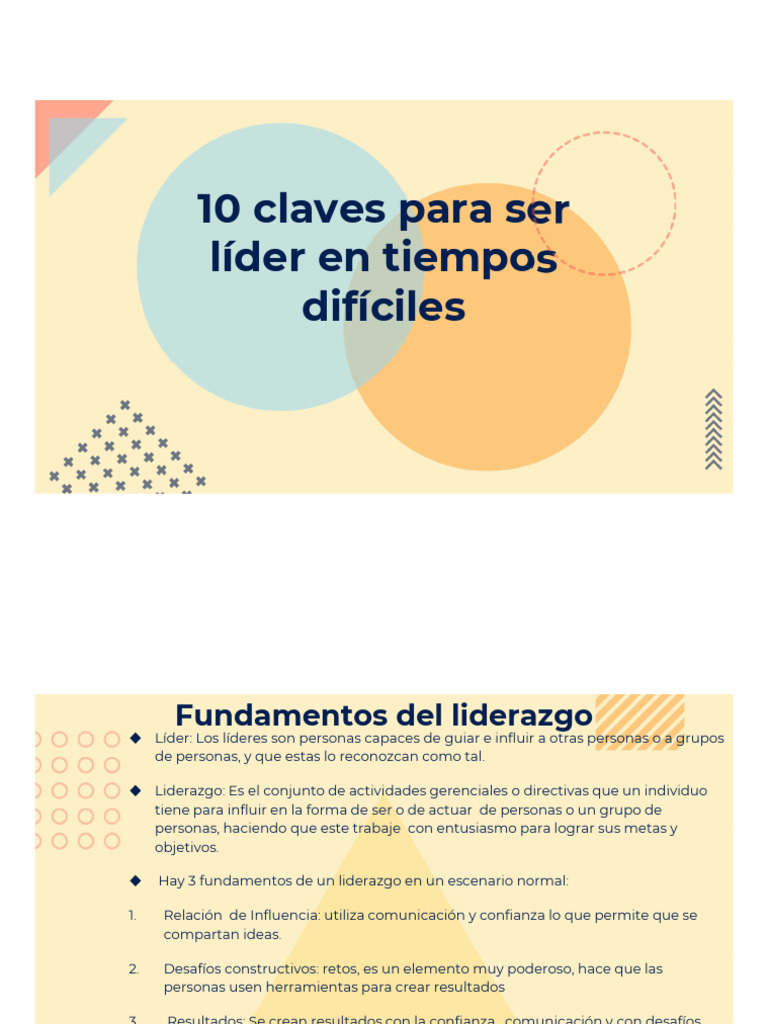 10 Claves para Ser Lider en Tiempos Dificiles | PDF | Liderazgo | Business
