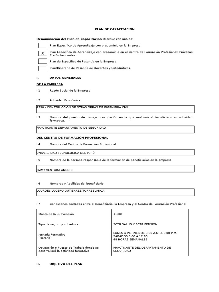 Plan de Capacitación para Practicantes | PDF | Business | Evaluación
