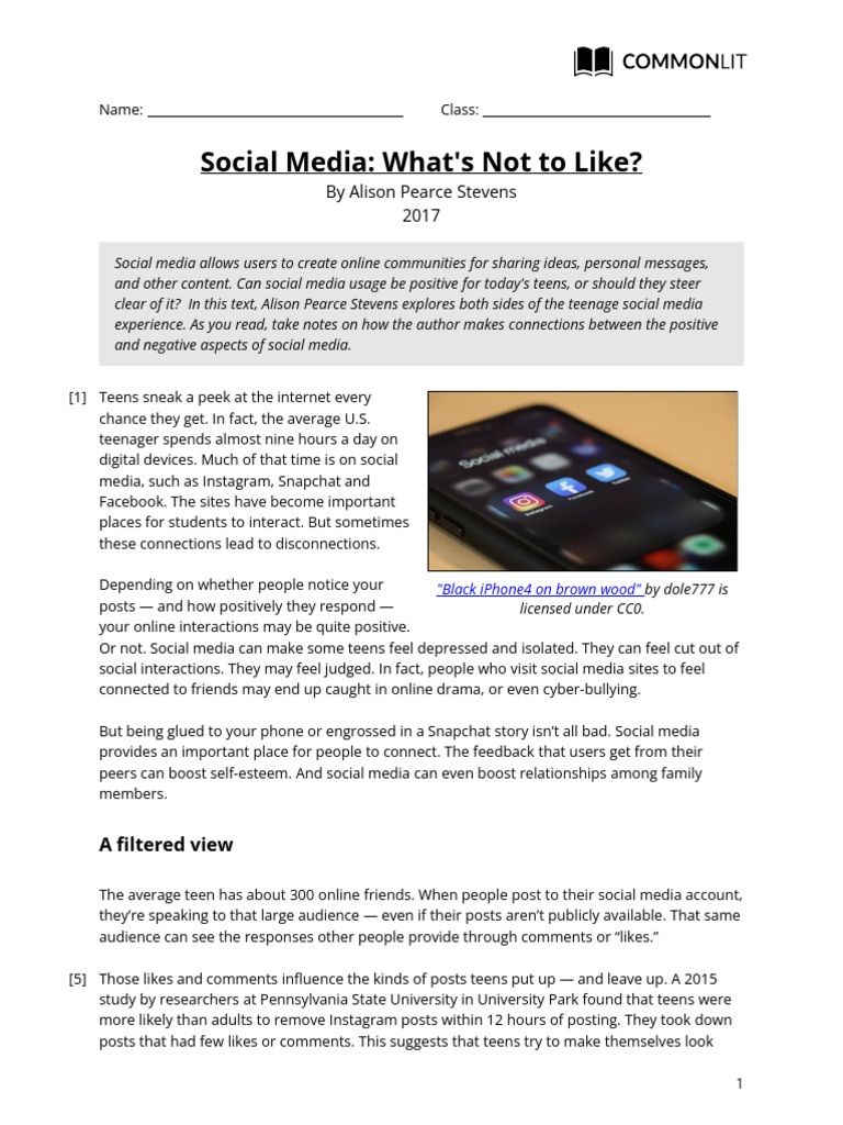 Social Media: Pros and Cons for Teens | PDF | Social Media | Popular ...