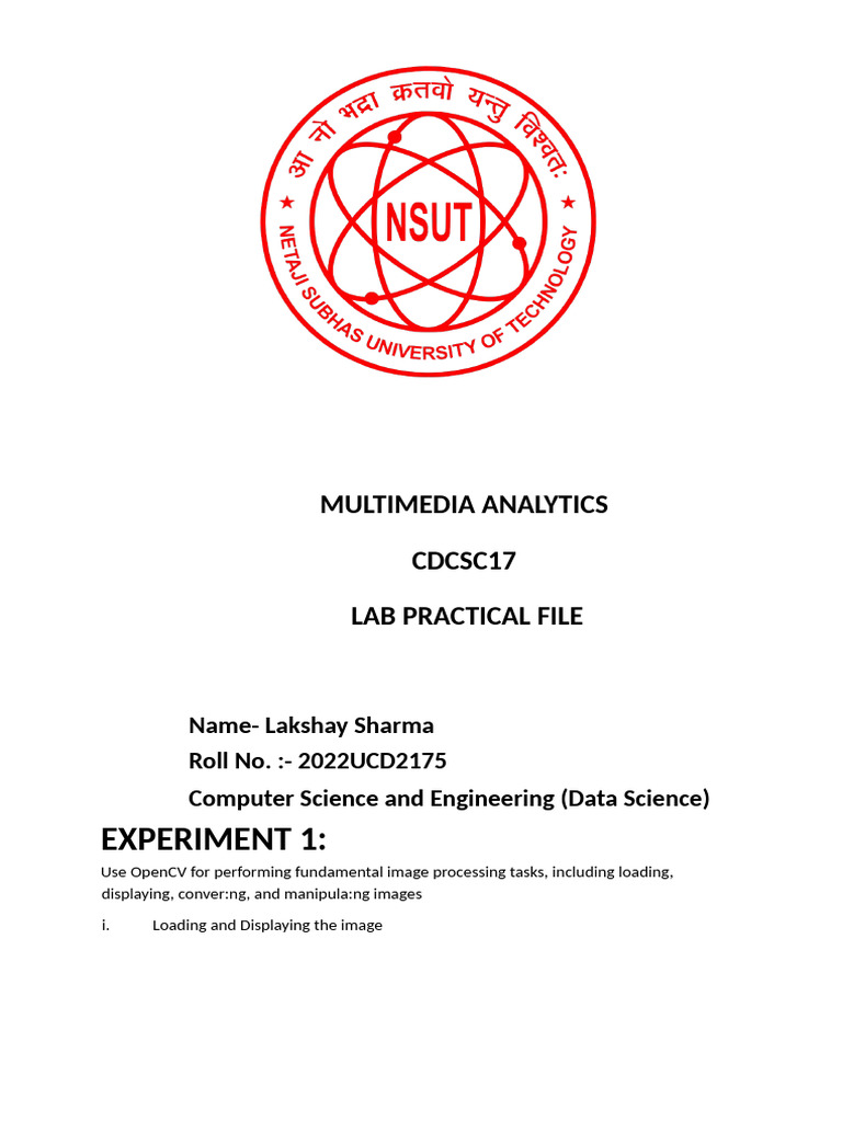 Multimedia Analytics Lab File | PDF