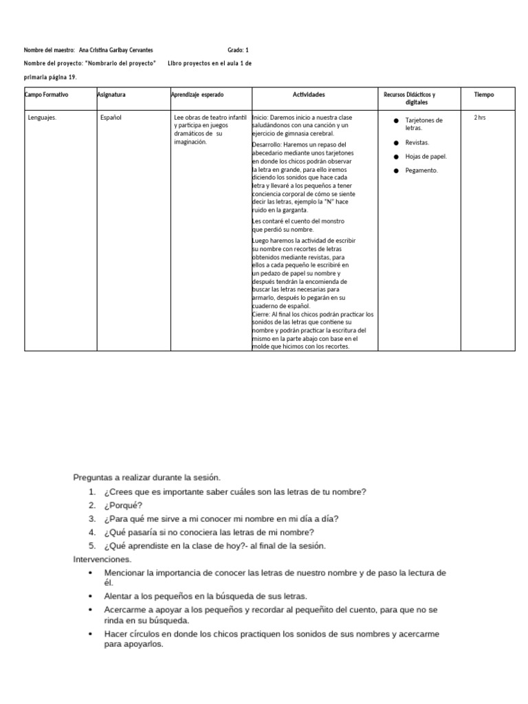 Planeación de Español en Primaria | PDF | Cognición | Aprendizaje
