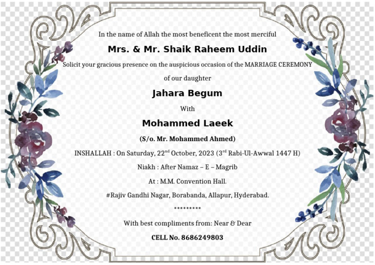 INVITATION CARD-1 Kukatpally | PDF