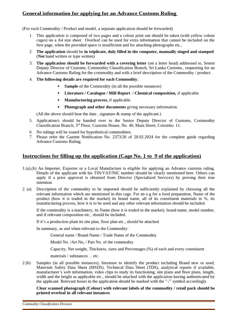 Filling Instructions | PDF