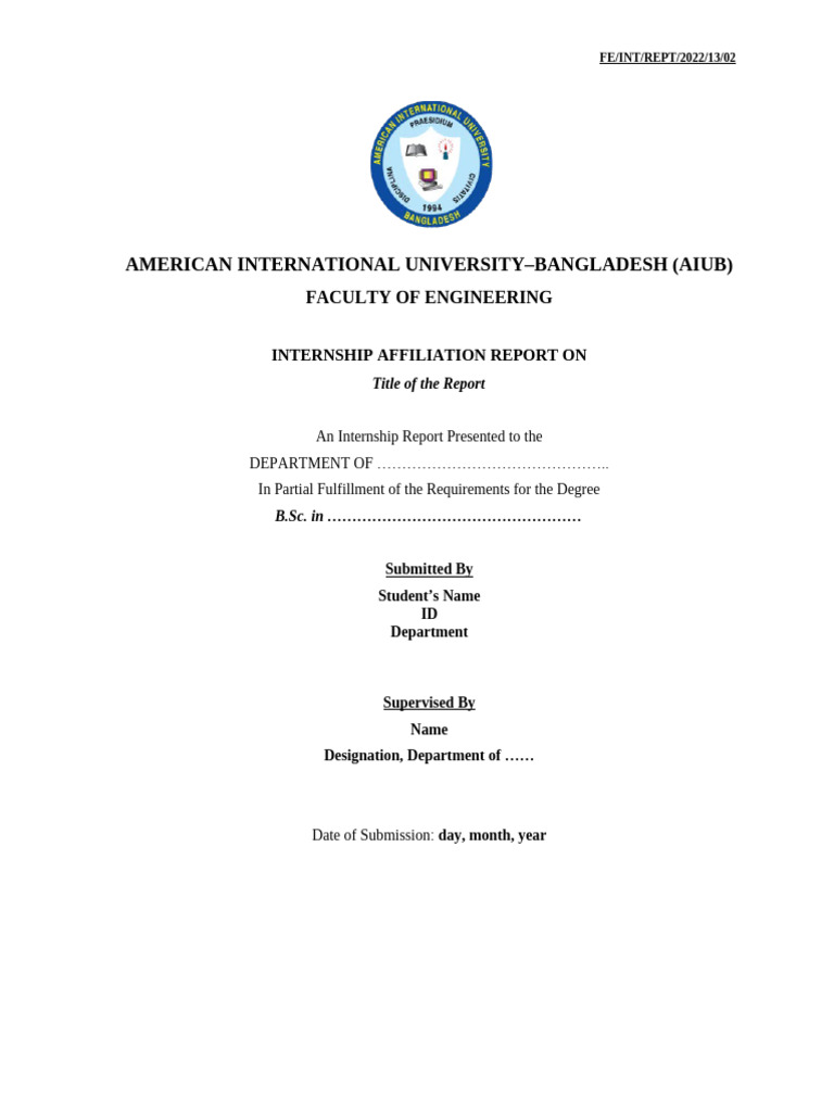 AIUB Engineering Internship Report 2022 | PDF | Engineering