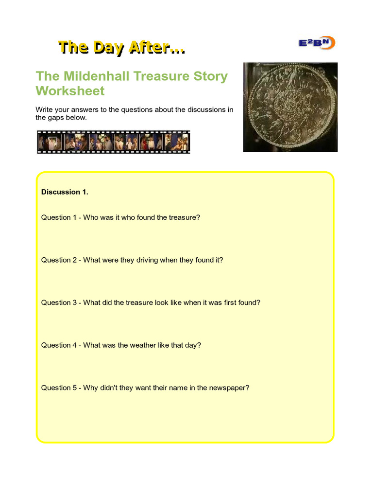 The Mildenhall Treasure Story Worksheet - The Day After - E2BN | PDF