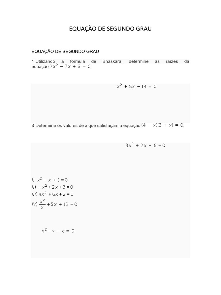 Equação de Segundo Grau | PDF