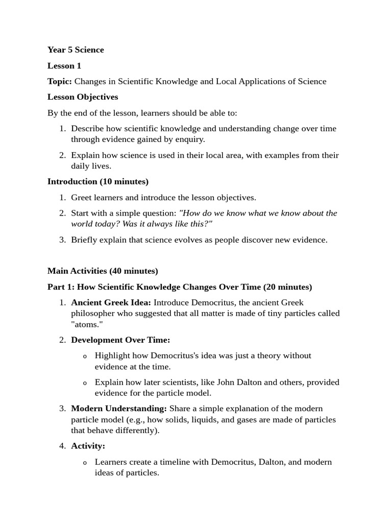 Changes in Science: Local Applications | PDF | Science | Matter