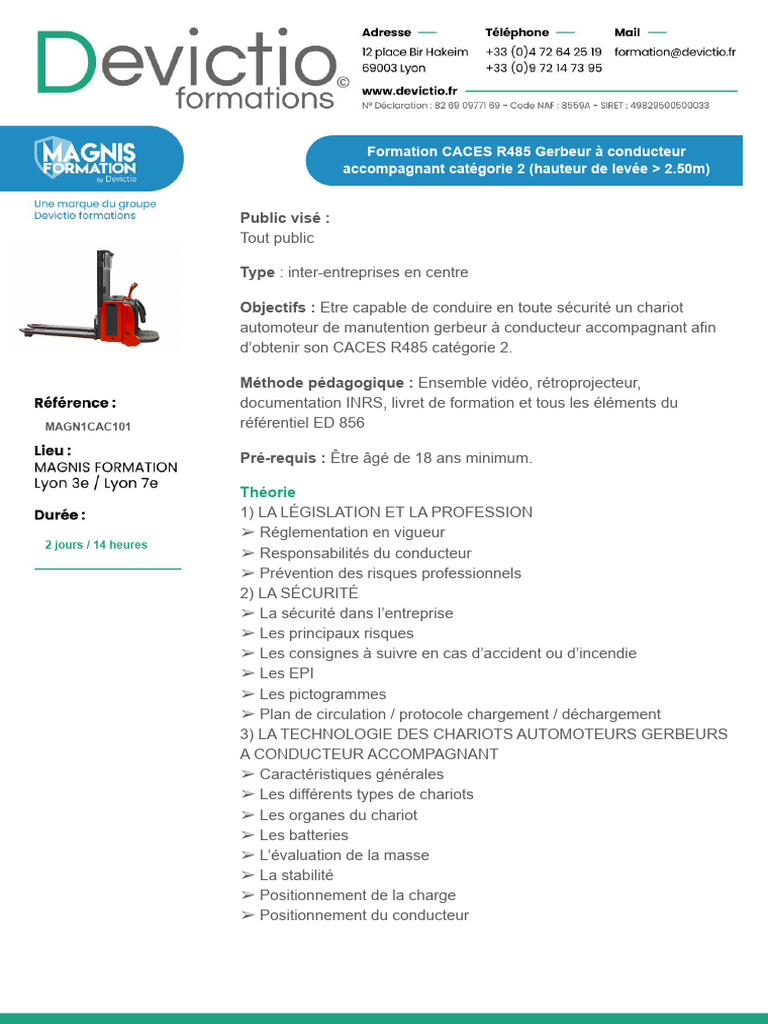 Programme Caces r485 Gerbeur | PDF | Sécurité