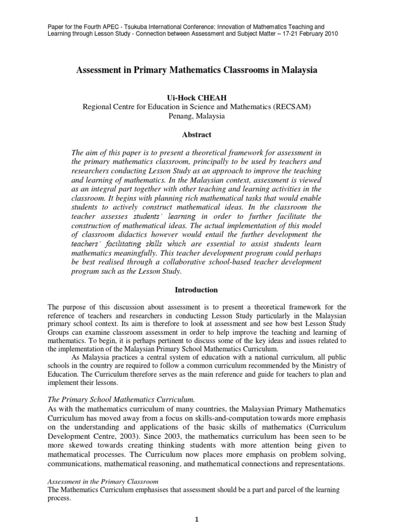 3.assessment in Primary Mathematics - Full | PDF