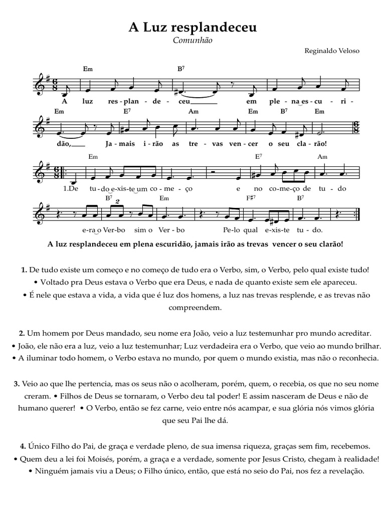 A Luz resplandeceu - Partitura completa | PDF | Logos (cristianismo ...