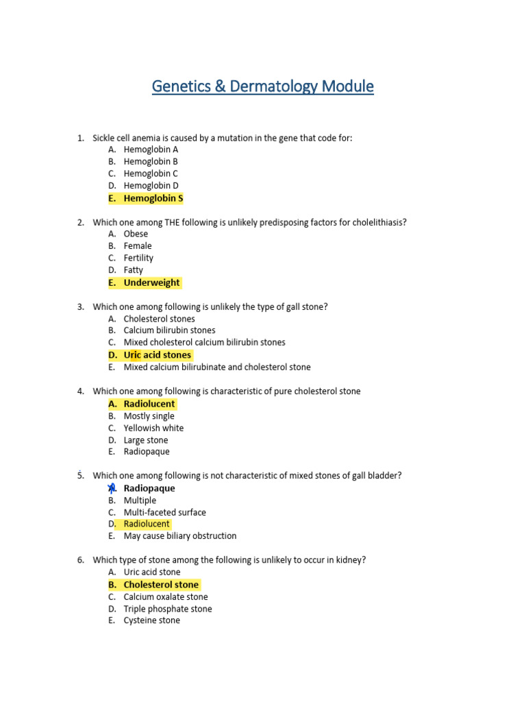Module 5 (GIT & Renal) (1) Ans (1) Renew | PDF | Genetic Disorder | Sleep