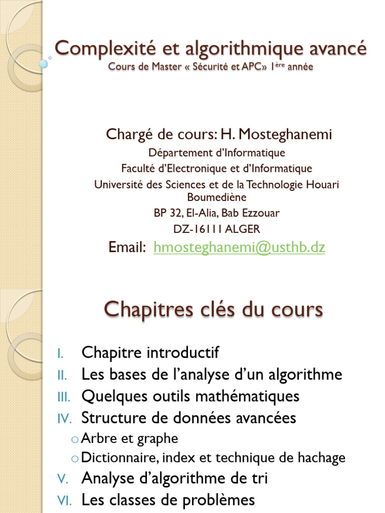 Analyse de la complexité algorithmique | PDF | Théorie de la complexité ...