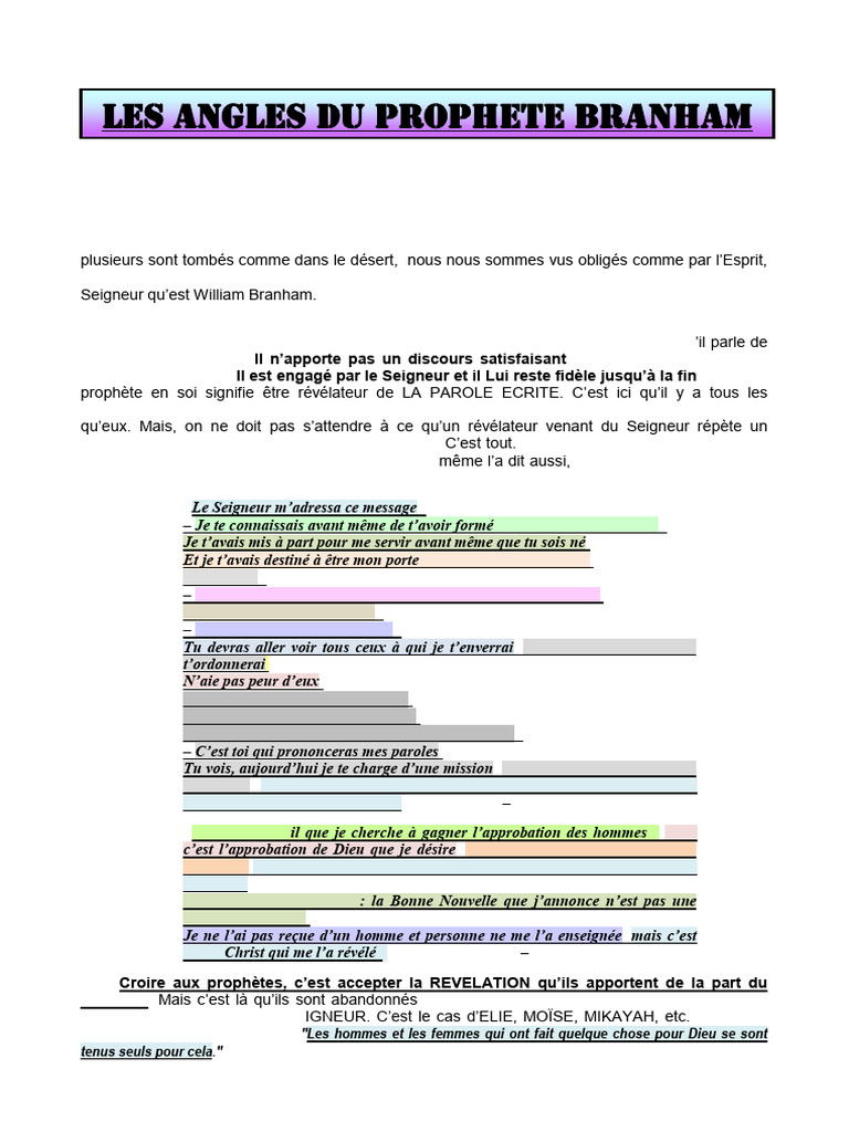 Enseignements de William Branham | PDF | Saint-Esprit | Dieu