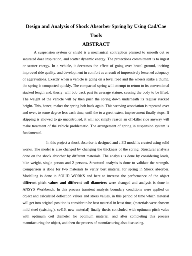 Shock Absorber Spring Design Analysis | PDF | Applied And ...