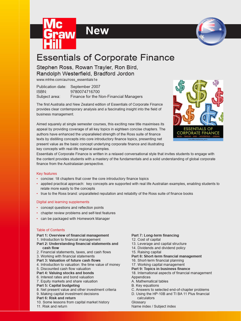 Essentials of Corporate Finance Overview | PDF | Valuation (Finance ...