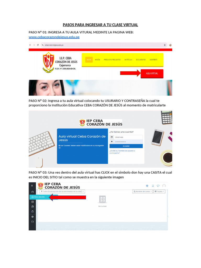 Pasos para Ingresar A Tu Clase Virtual en Vivo | PDF