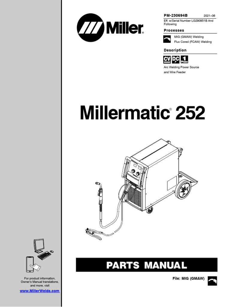 Millermatic 252 Parts Manual | PDF | Electrical Equipment ...