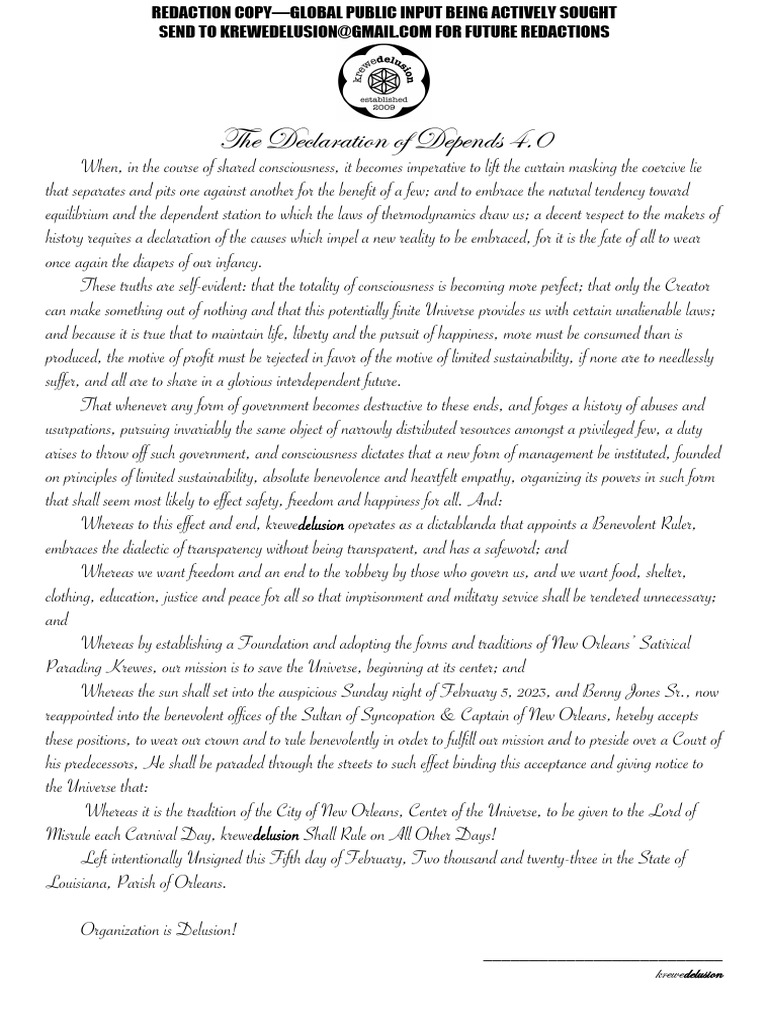 Krewedelusion Declaration of Depends e13 Redaction Copy | PDF