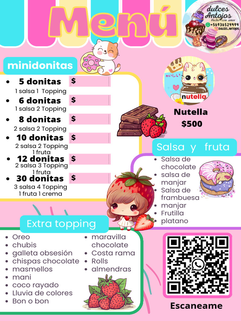 Menú de Donitas y Toppings | PDF