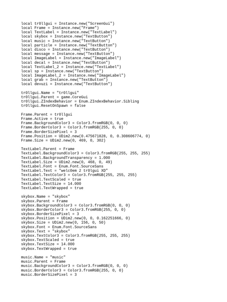 Roblox Troll GUI Script Overview | PDF