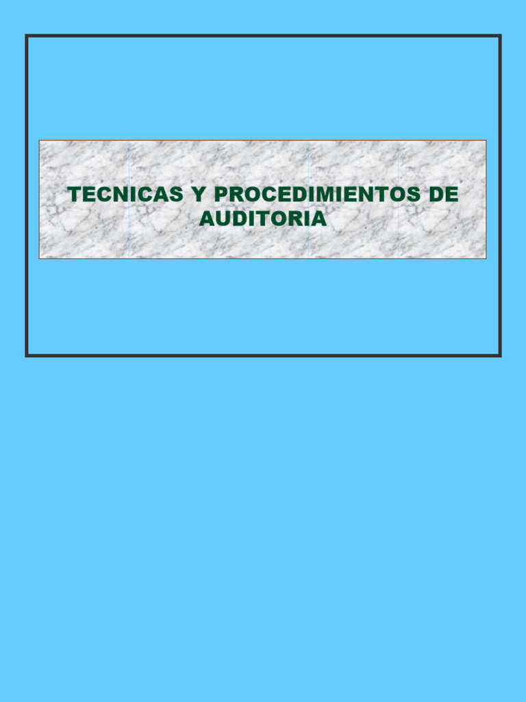 Semana 7 - Técnicas y Procedimientos de Auditoría | PDF | Auditoría ...