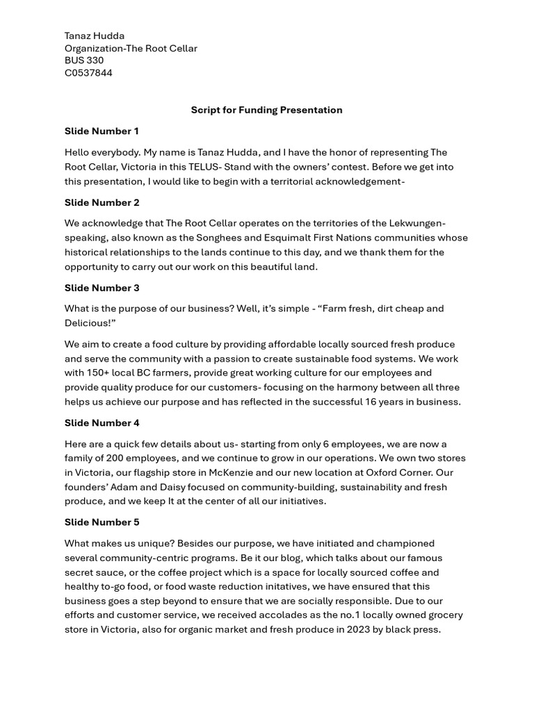 Funding Proposal for Farm-to-Table Café | PDF