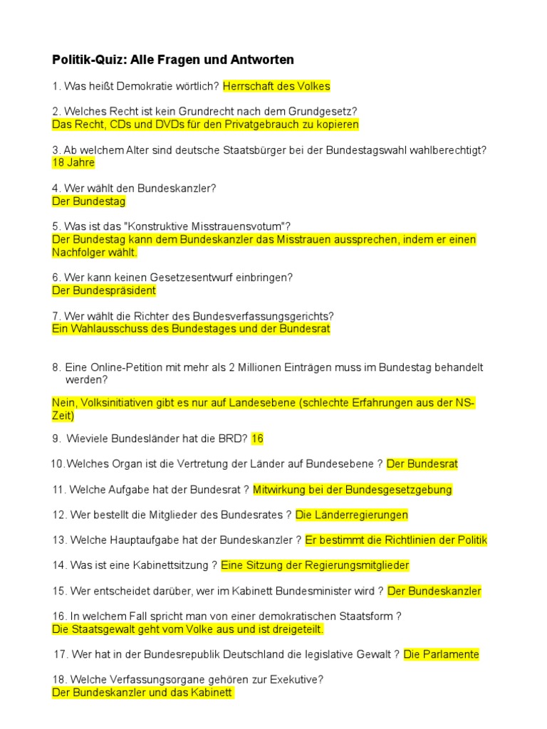 Mit antworten quizfragen