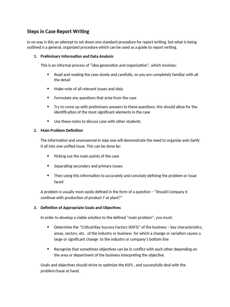 Steps in Case Report Writing | PDF | Information | Argument