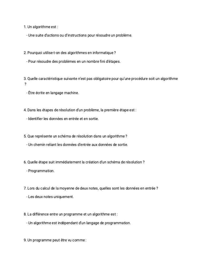 Introduction aux algorithmes en informatique | PDF | Programmation ...
