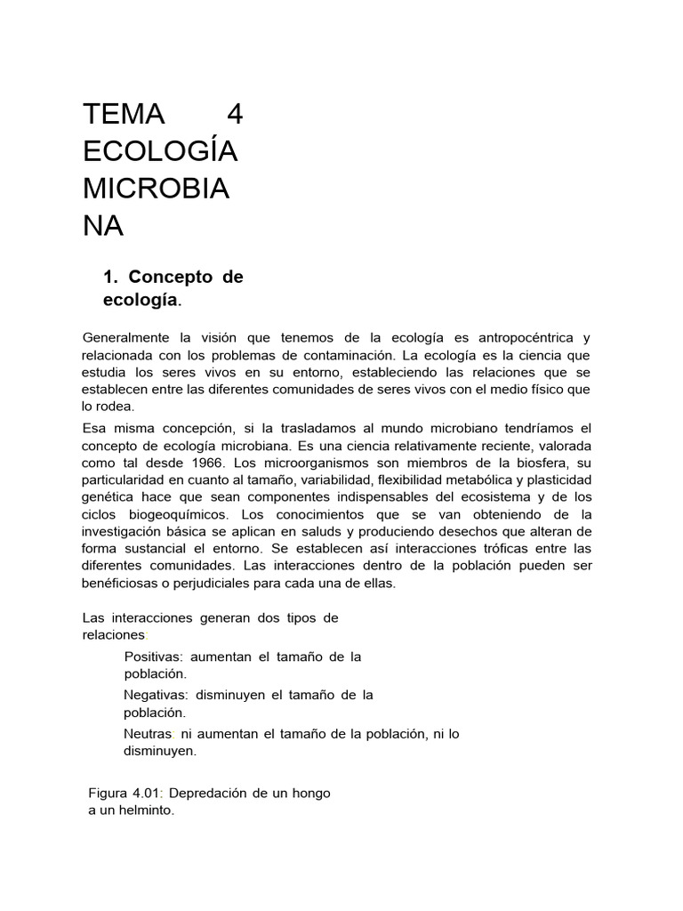 Tema 4 Ecología Microbiana | PDF | Las bacterias | Alimentos