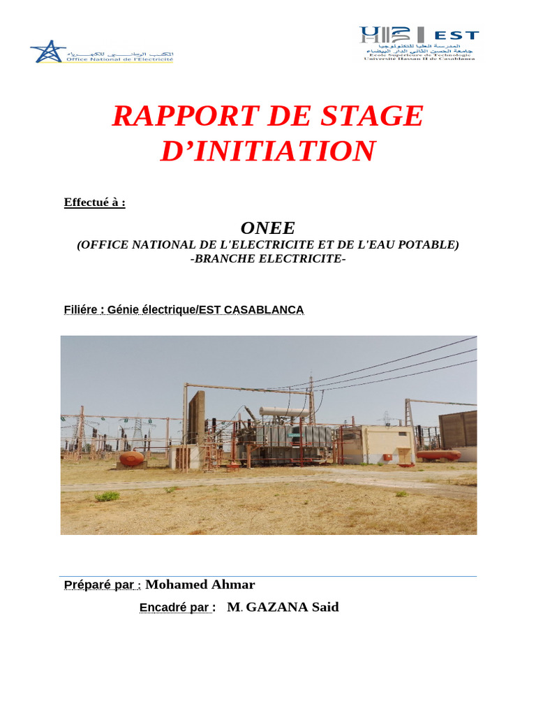Rapport de stage à l'ONEE Électricité | PDF | Centrale électrique ...