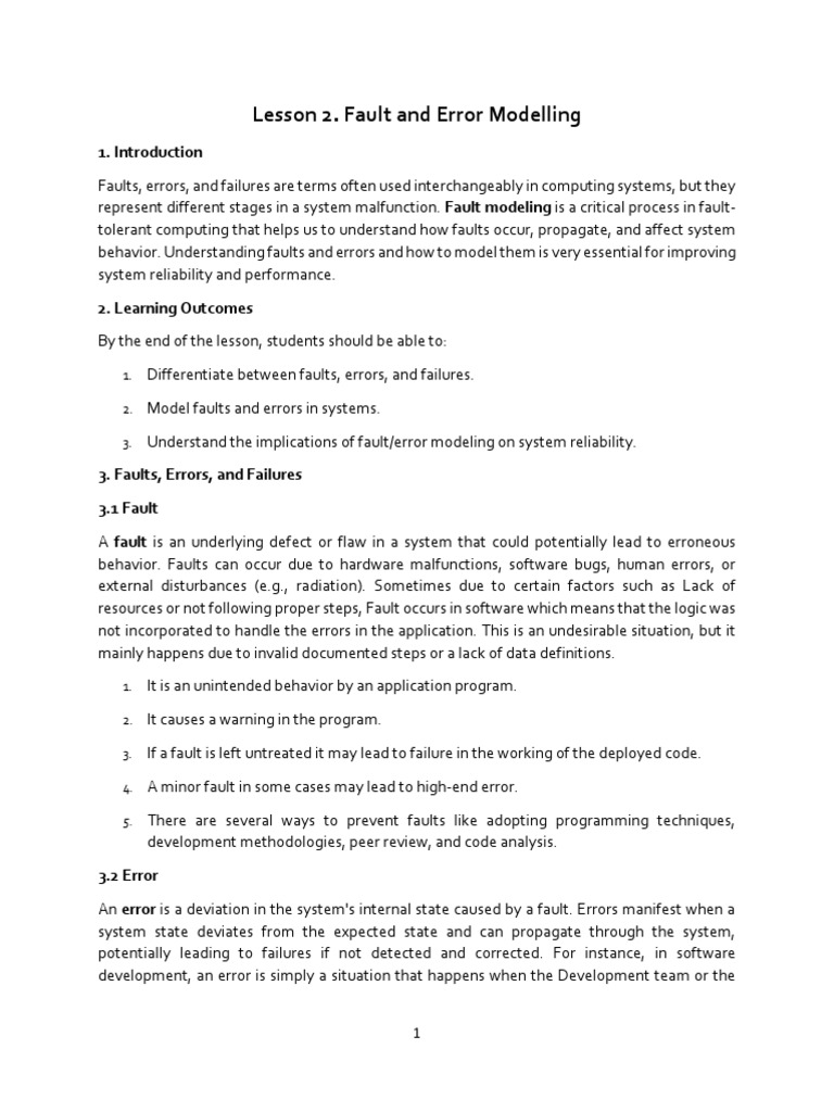 Fault and Error Modeling in Computing | PDF | Reliability Engineering ...