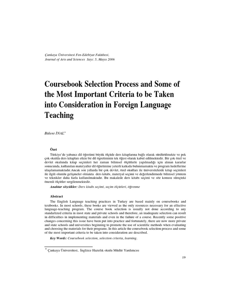 Coursebook Selection in Turkish ELT | PDF | Teachers | Learning