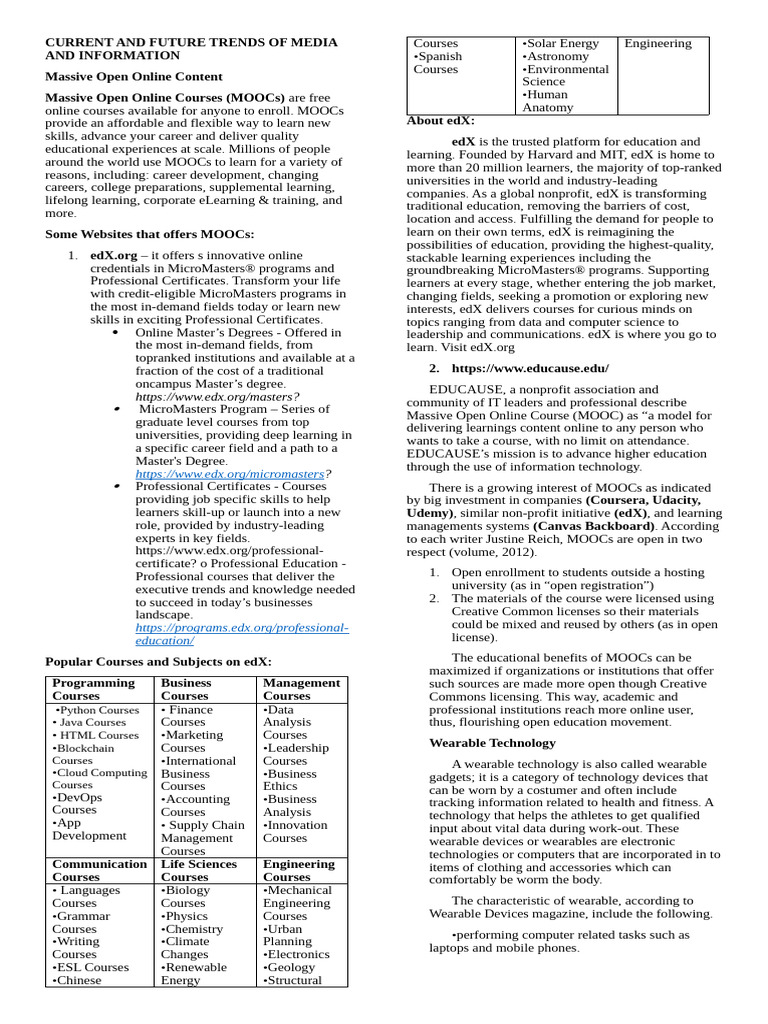 Current and Future Trends of Media and Information | PDF | Smartwatch ...