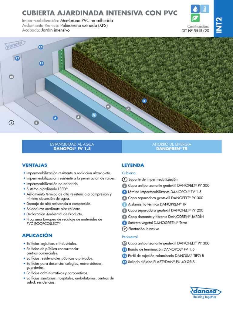 Cubierta ajardinada intensiva con PVC | PDF | Poliestireno | Tela no tejida